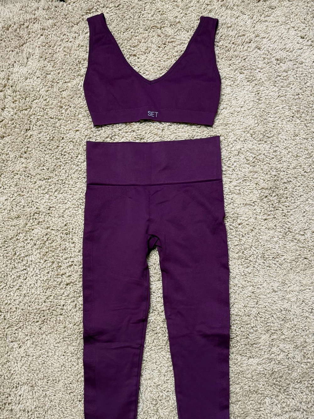 SET Active- High-Rise Plum Leggings with Matching Top